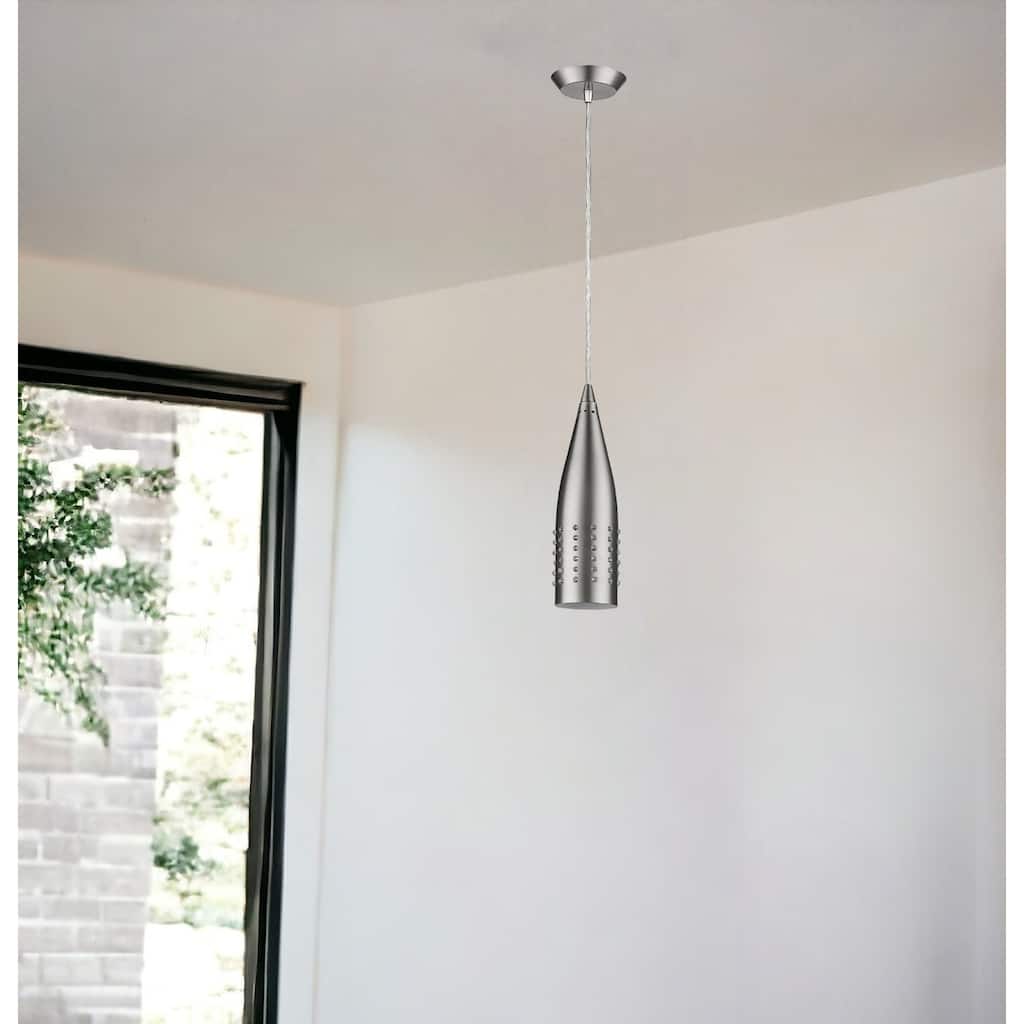 HomeRoots Narrow Silver Hanging Light with Glass Studs - 3' X '10.75' X '3