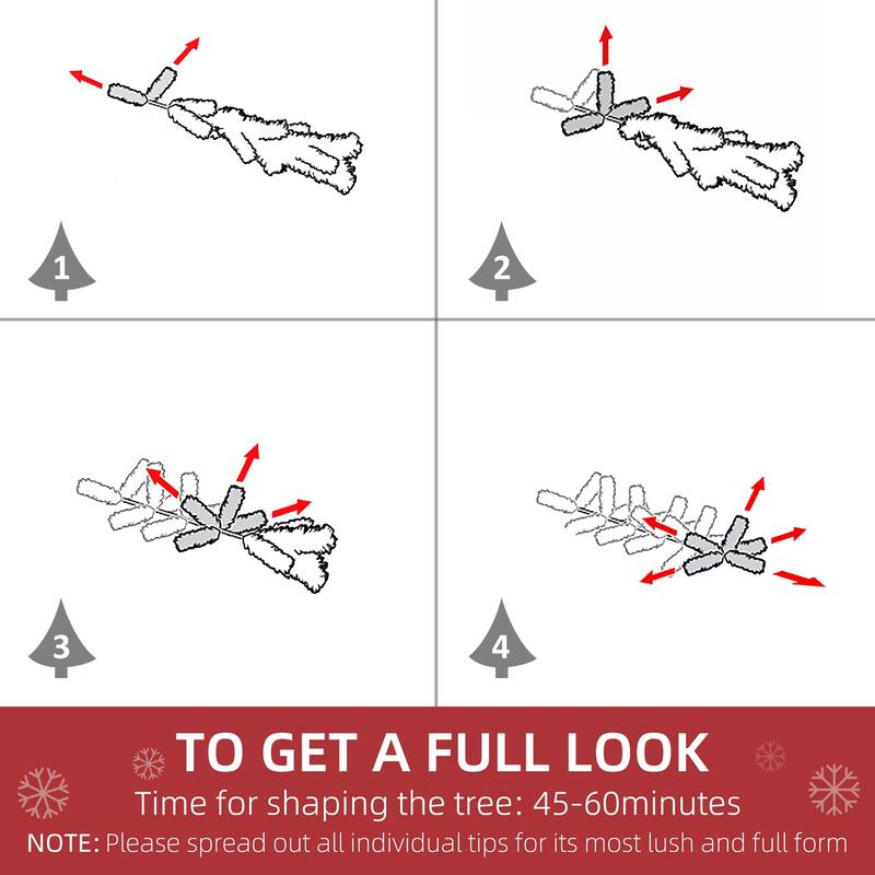 HOMCOM Unlit Snow Flocked Pine Tree - Realistic Branches, Green