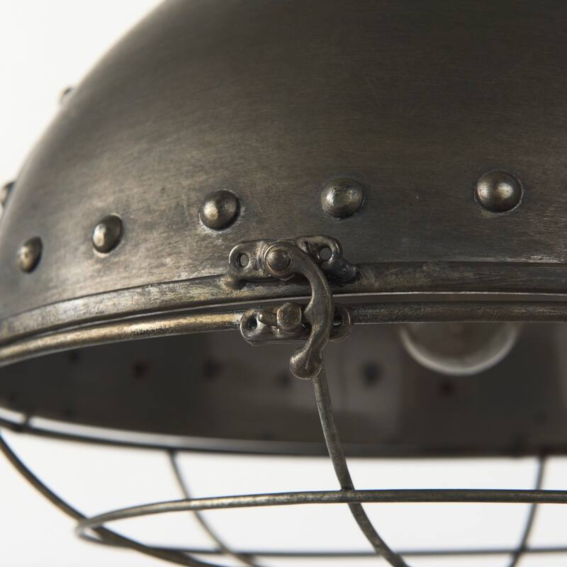 Zaio Weathered Antique Gold Metal Caged Pendant Light - 13"W x13"D x 19"H