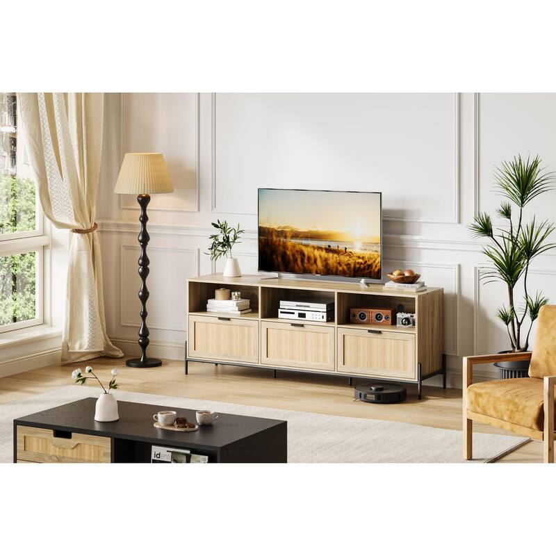 TV Stand for 65 Inch TV, Entainment Center with Open Shelf, Media Console with 3 Drawers - 65 inches