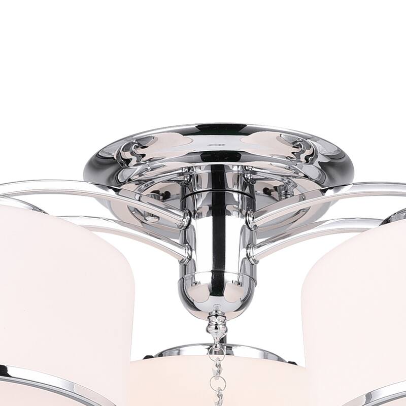 Frosted 3 Light Drum Shade Flush Mount With Chrome Finish