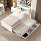 preview thumbnail 3 of 12, White Twin Size Platform Bed with Storage Headboard, USB, Trundle Bed Frame