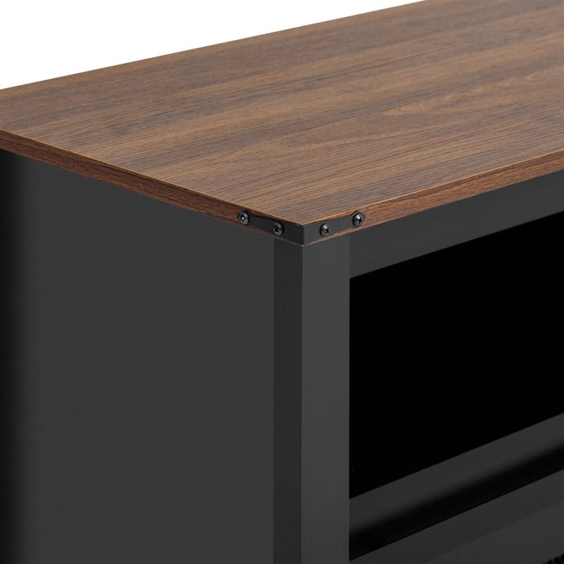 Farmhouse 59.3" Sideboard Buffet with Sliding Barn Doors and Open Storage for Living or Dining Spaces