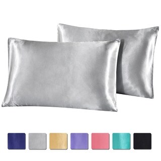 Soft Satin Silk Bed Pillowcase Cushion Covers (Set of 2) - Bed Bath ...