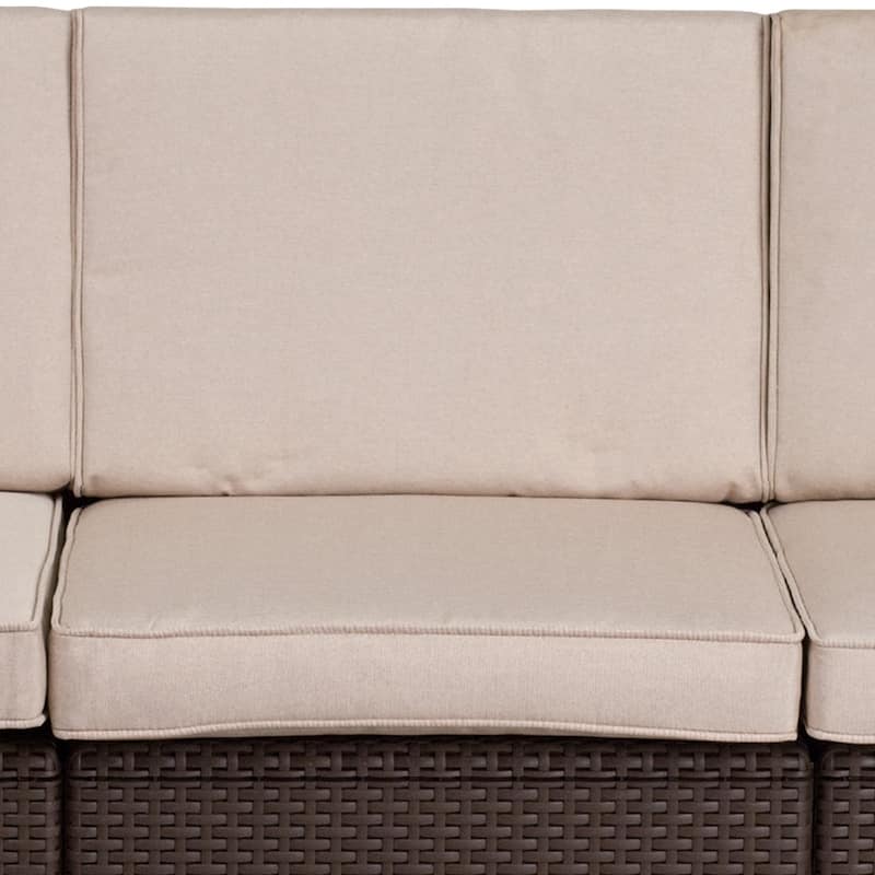 Faux Rattan Sofa with All-Weather Cushions