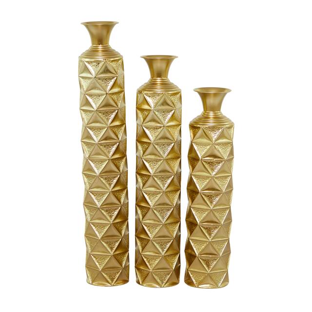 Set of 3 Contemporary Glam Gold Iron Vases