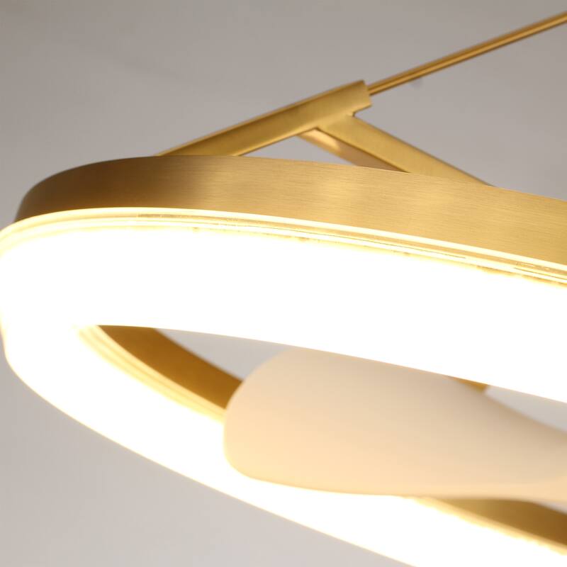 30" Modern Gold 3CCT LED Fandelier Ceiling Fan with Light and Remote