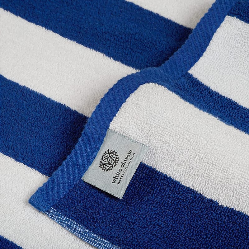 White Classic Luxury Cabana Striped Oversized Beach Towel 35x70" | Set of 2