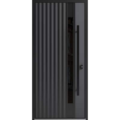 Front Exterior Prehung Steel Door Ronex 0144 Grey Entry Metal Painted W36xH80 Left hand Inswing