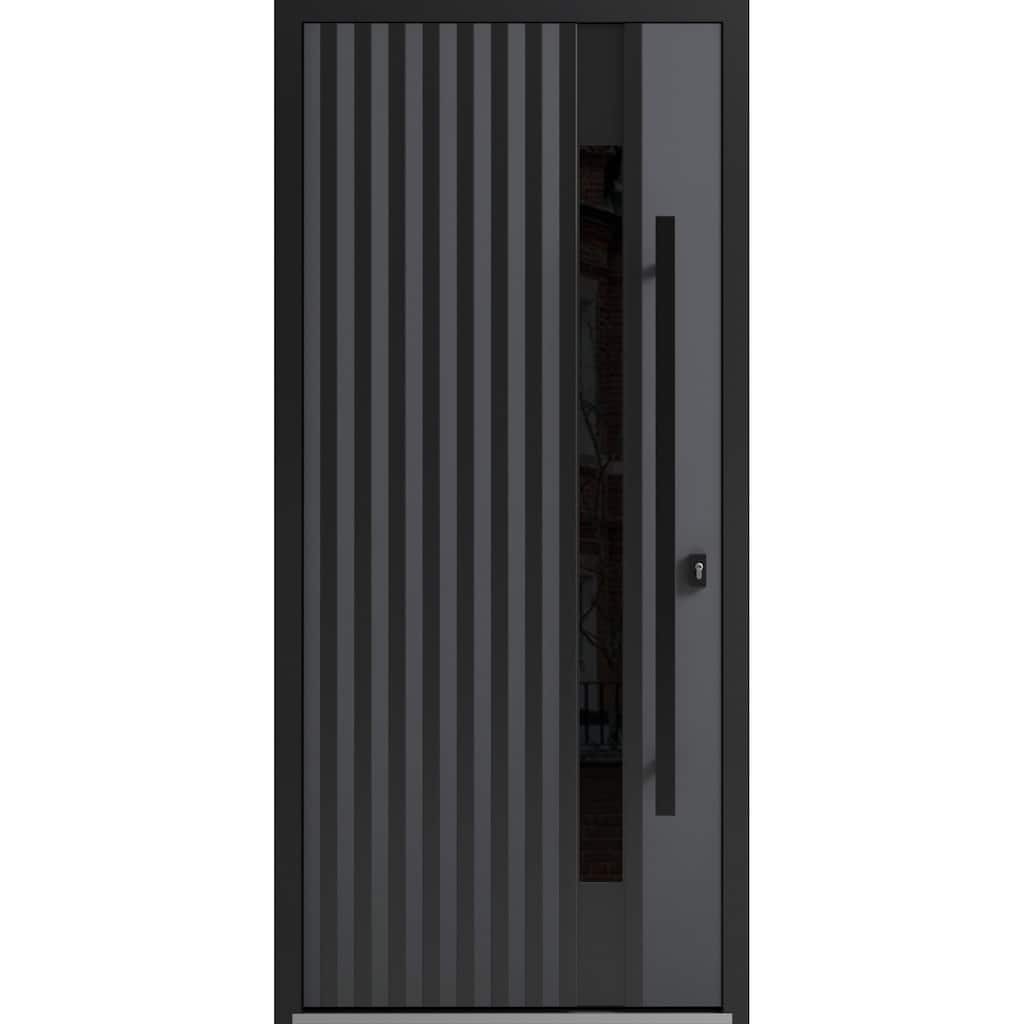 Front Exterior Prehung Steel Door Ronex 0144 Grey Entry Metal Painted W36xH80 Left hand Inswing