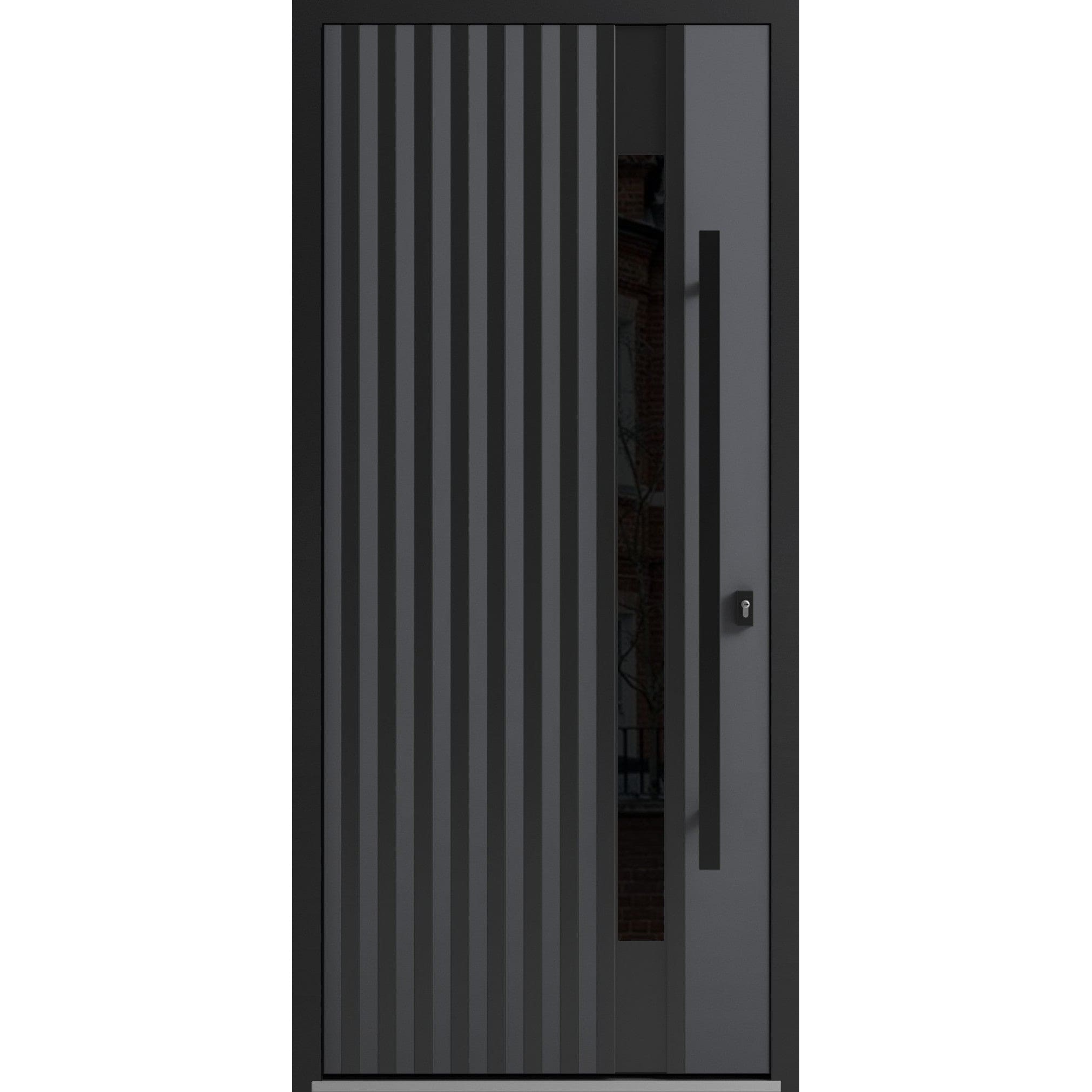 Exterior Prehung Steel Entry Door Ronex 0144 Grey Stainless Steel Inserts Metal Painted 36x80 Left Hand Inswing Bedroom Door