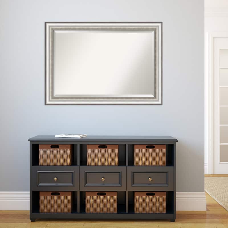 Beveled Wall Mirror - Salon Silver Frame - Salon Silver