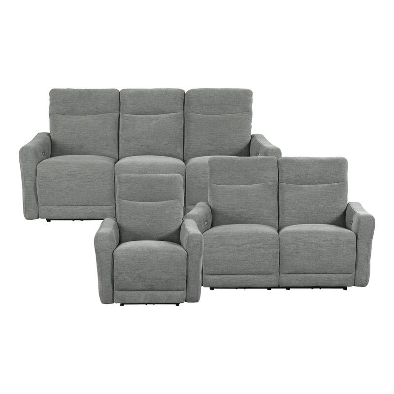 Rowe 3-Piece Power Reclining Living Room Set - Grey