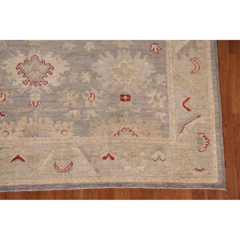 Vegetable Dye Oushak Turkish Area Rug Handmade Grey Wool Carpet - 8'4"x 9'11"