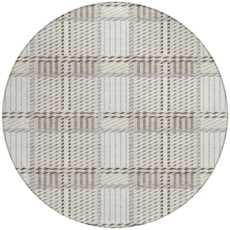 HomeRoots Plaid Transitional Rectangle Outdoor Rug