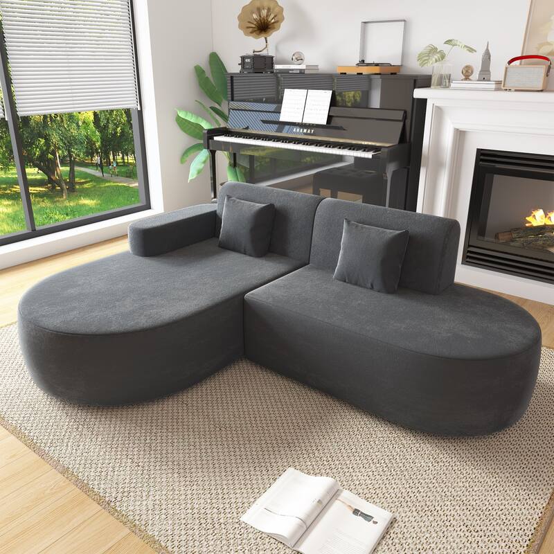 EROMMY Corner Sofa, Modern L-Shaped Sectional Couch with Chaise Lounge, Deep Seat Soft Upholstered Sofa for Living Room Bedroom.
