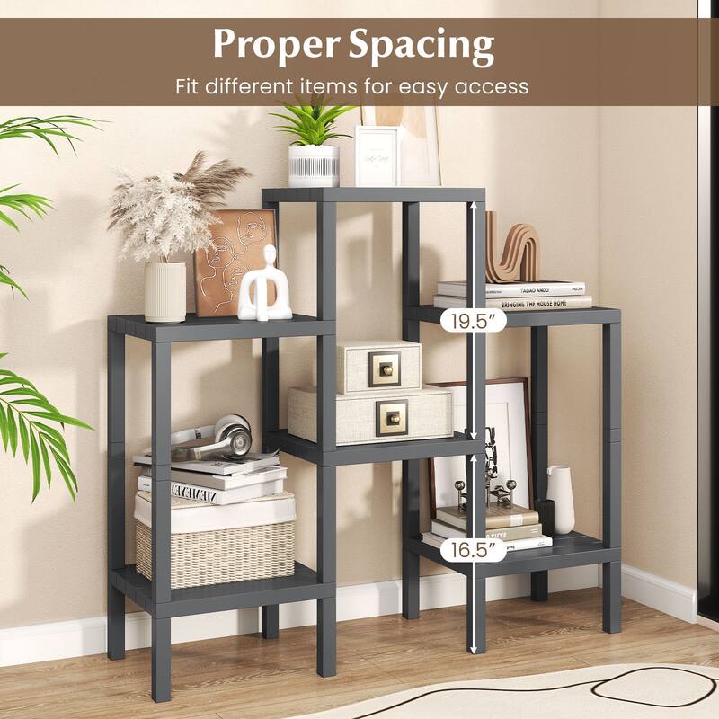 Gymax 6-Tier Plastic Modular Storage Shelves Open Display Utility