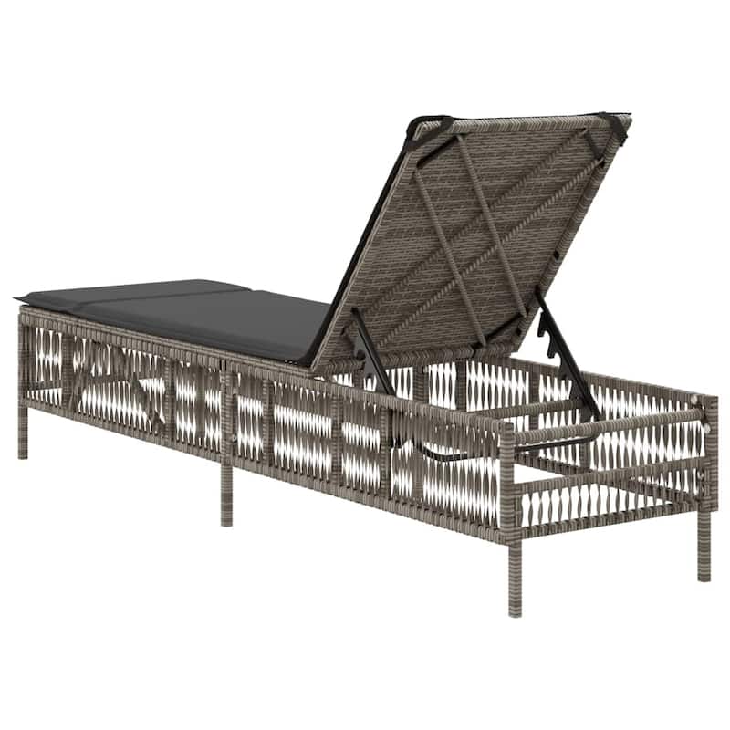 vidaXL Sun Lounger with Cushion Daybed Chaise Lounge Patio Furniture Poly Rattan - 21.7 x 77.9 x 37.8