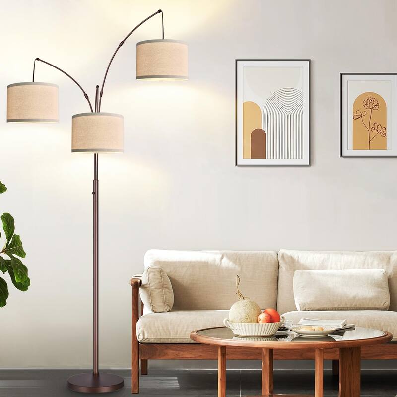 Dimmable Floor Lamp, 3 Lights Arc Floor Lamps for Living Room, Modern