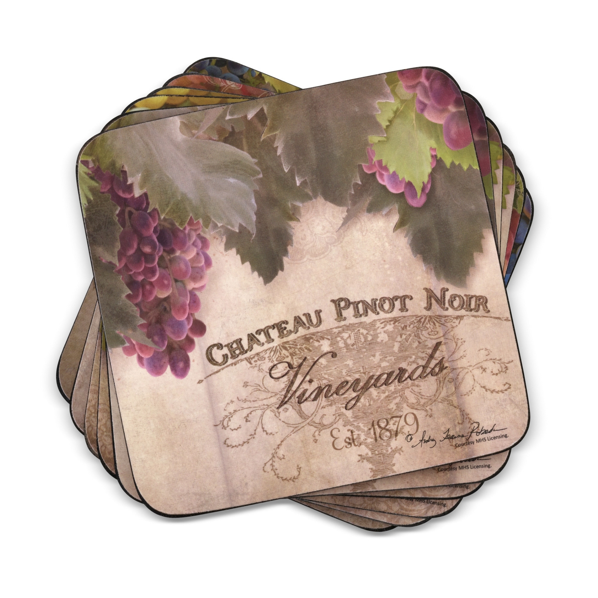 Pimpernel Set of 6 Tuscan Vineyard Coasters - 4 Inches Sq.