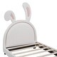 preview thumbnail 35 of 43, Modern Upholstered Leather Platform Bed, with Rabbit Ornament and Leather Headboard