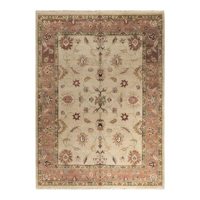 Oushak One-of-a-Kind Handmade Area Rug - Sand, 8' 10" x 11' 10" - 8' 10" x 11' 10"