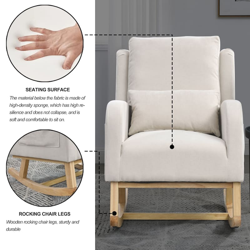 Accent Chair Rocking Chair - Beige