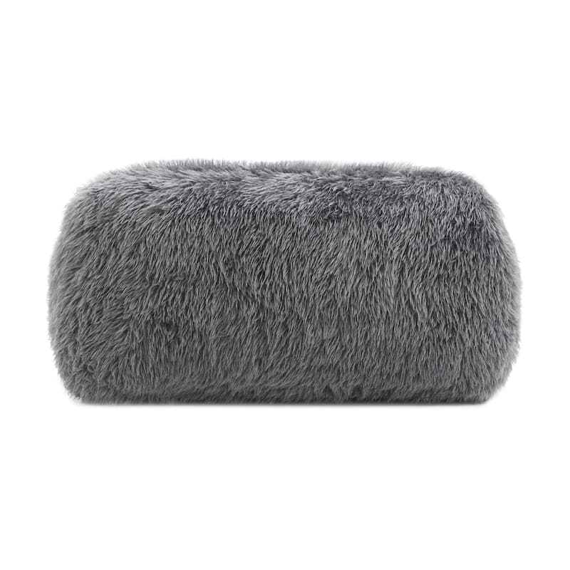 Furniture of America Cynra Modern 2-Piece Faux Fur Sofa Set with Ball Pillows