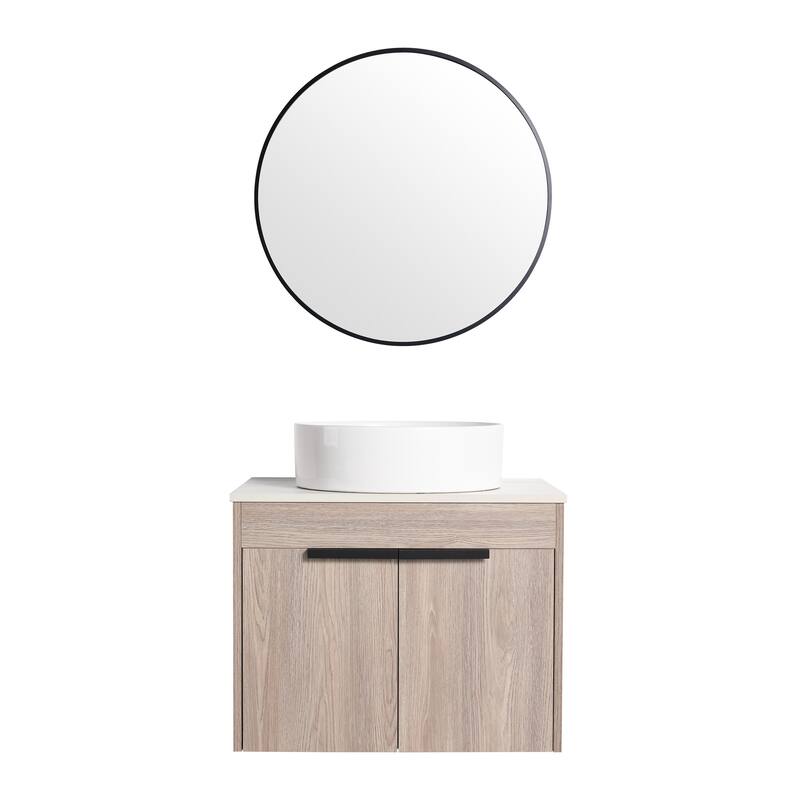 Compact 24-Inch Bathroom Vanity Cabinet with Premium Hardwood Construction, No Ceramic Basin