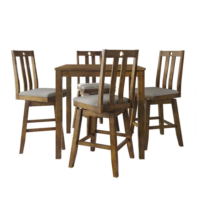 CraftPorch Mid Century Swivel Counter Dining Set - Brown