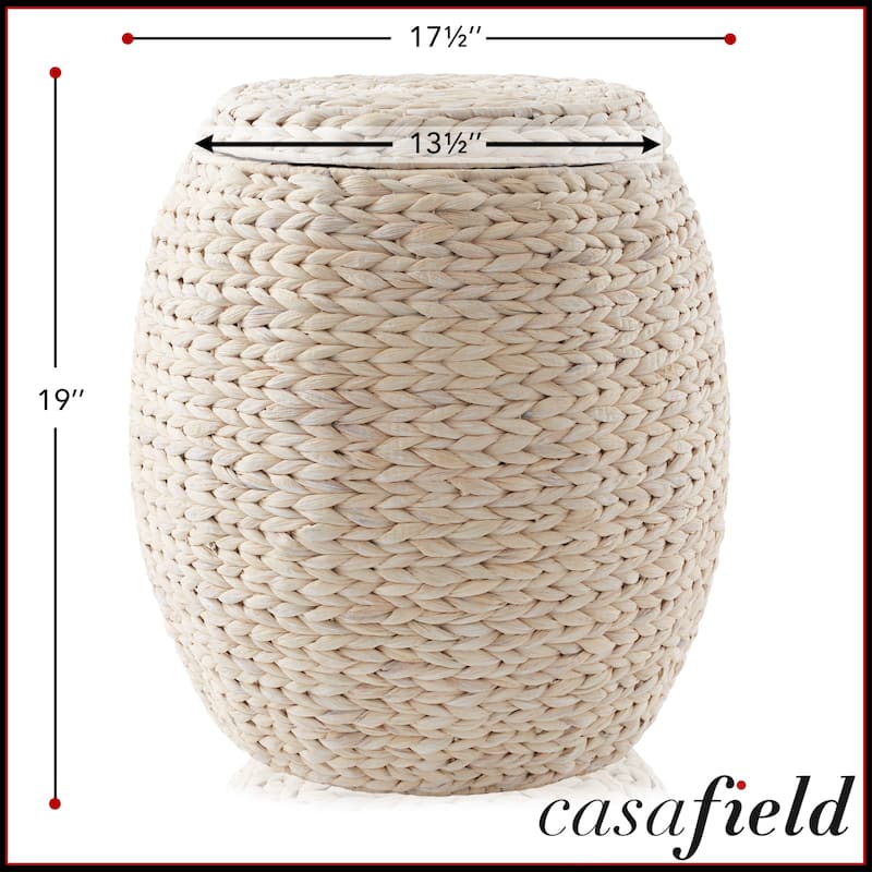 Round Water Hyacinth Storage BasketHamper with Lid