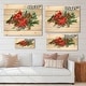 preview thumbnail 4 of 3, Designart 'Christmas Poinsettia and Red Cardinal Bird' Traditional Print on Natural Pine Wood
