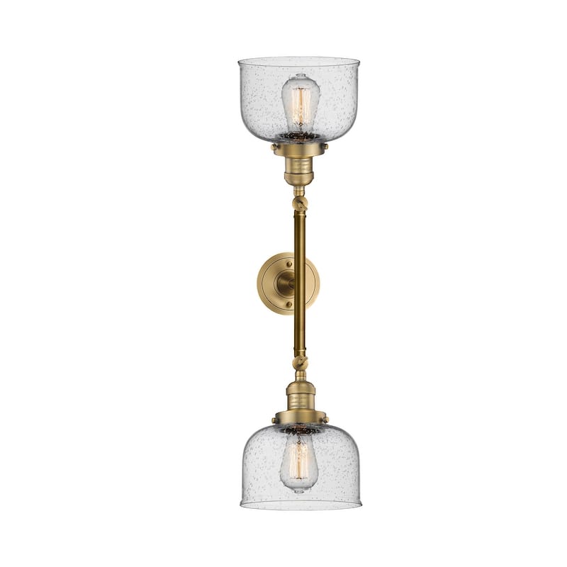 Innovations Lighting Large Bell 2 Light 23" Wide Bathroom Vanity Light - Brushed Brass / Seedy