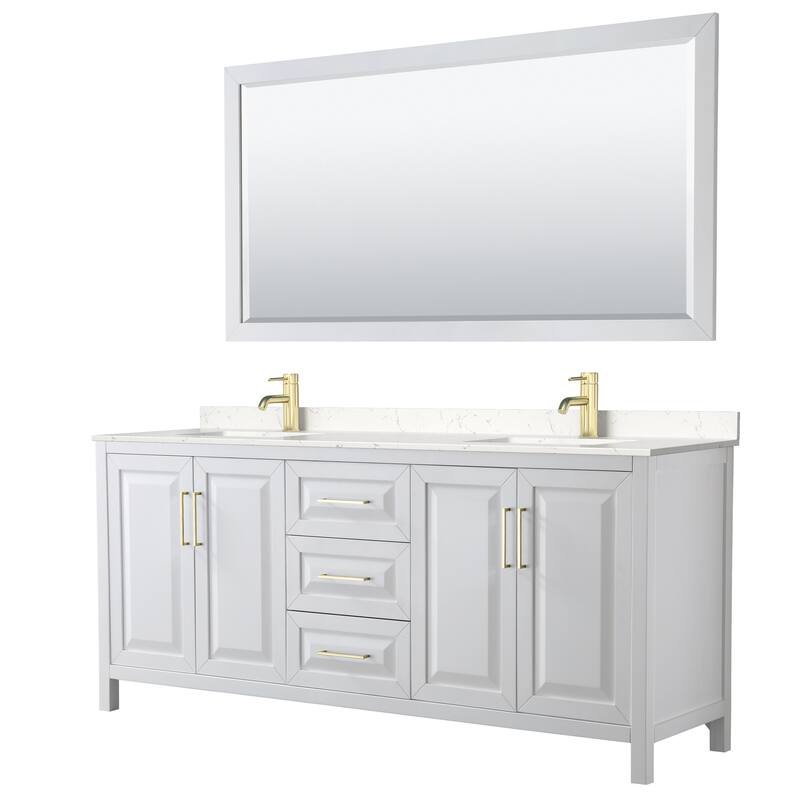 Daria 80 Inch Double Vanity, Cultured Marble Top, 70 Inch Mirror