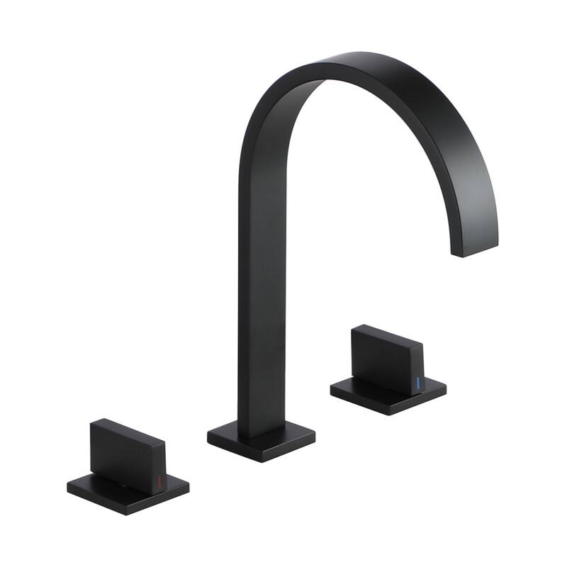 8 Inch Widespread Brushed Gold Waterfall Basin Faucet Deck Mounted - Black