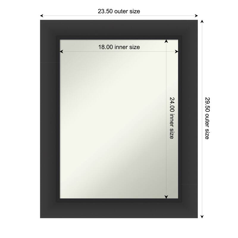 Sloped Non-Beveled Framed Bathroom Vanity Wall Mirror - 24 x 30 in - Sloped Black