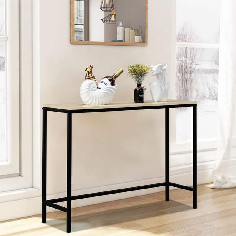 Industrial Style Porch Table Single Layer Light Walnut Color Console Table - Beige