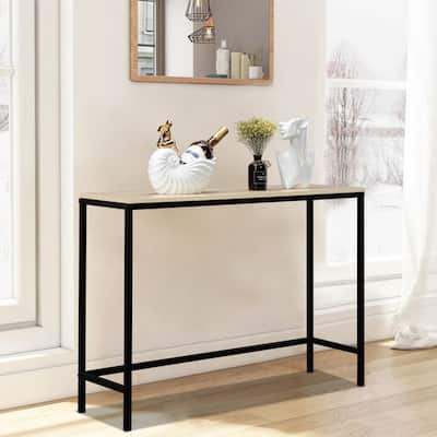 Industrial Style Porch Table Single Layer Light Walnut Color Console Table