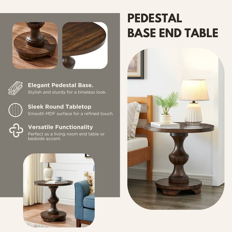 26-Inch Diameter Traditional Round Pedestal End Table