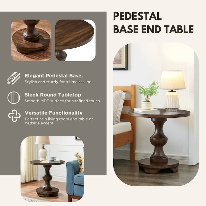 Traditional Round Pedestal End Table