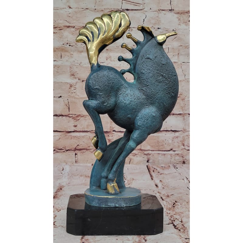 Rearing Horse Bronze Sculpture - Abstract Equestrian Wildlife Art Color Patina