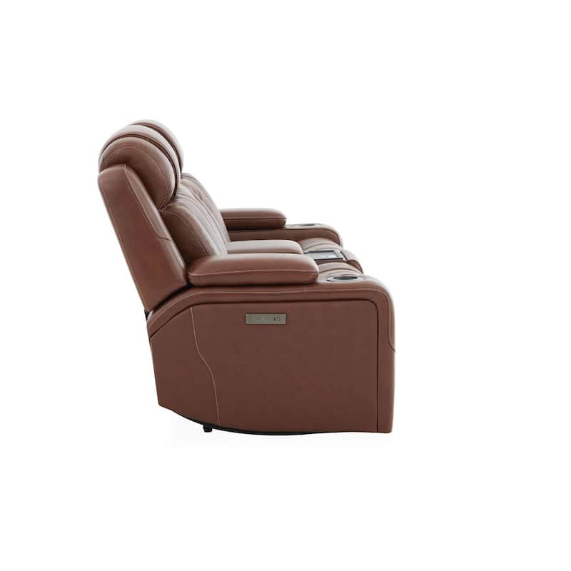 Liberty Furniture Caswell Power Loveseat with Console Chestnut Leather - Width 82" x Depth 40" x Height 42"
