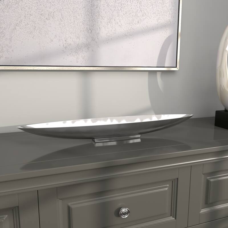 Aluminum Metal Living Room Decor Tray - Silver - Roche River Decor