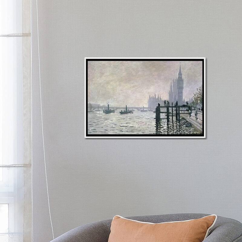 iCanvas "The Thames below Westminster, 1871 " by Claude Monet Framed Canvas Print