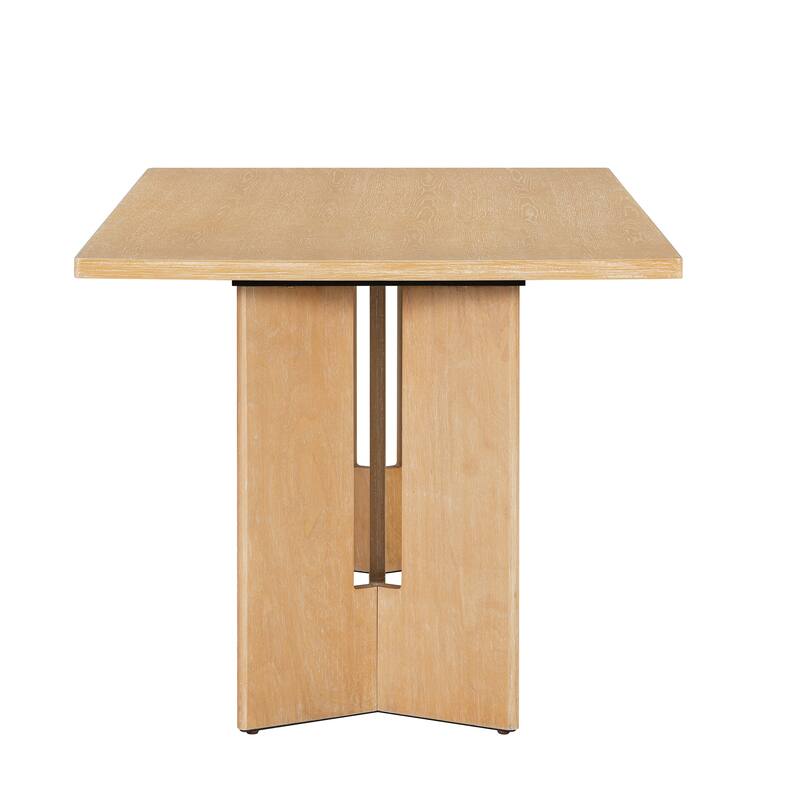 60" Farmhouse Dining Table with Cutout Legs, Rectangular Wood Table for Dining Room & Kitchen