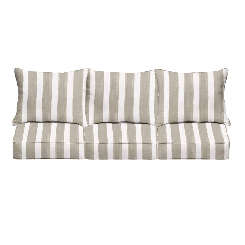 Sorra Home Tan and White Stripe Indoor/Outdoor Deep Seating Pillow and Cushion Set