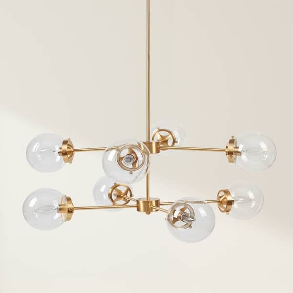 slide 2 of 12, INK+IVY Calista 8-Light Metal Chandelier with Globe Bulbs Gold/Clear