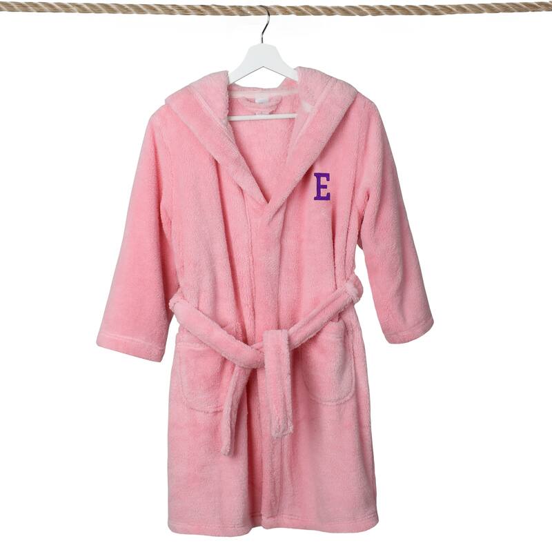 Sweet Kids 100% Polyester SUPER PLUSH Double Brushed Hooded Bathrobe with Purple Bookman Monogram