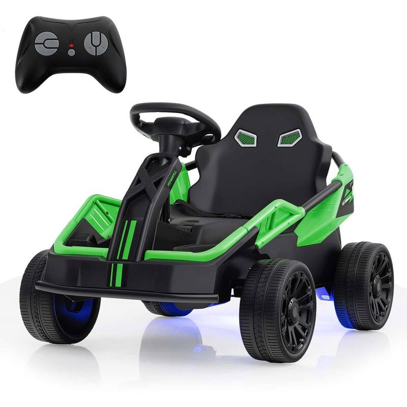 12V Ride on Race Toy Car Electric Go Kart w/Remote Control - Green