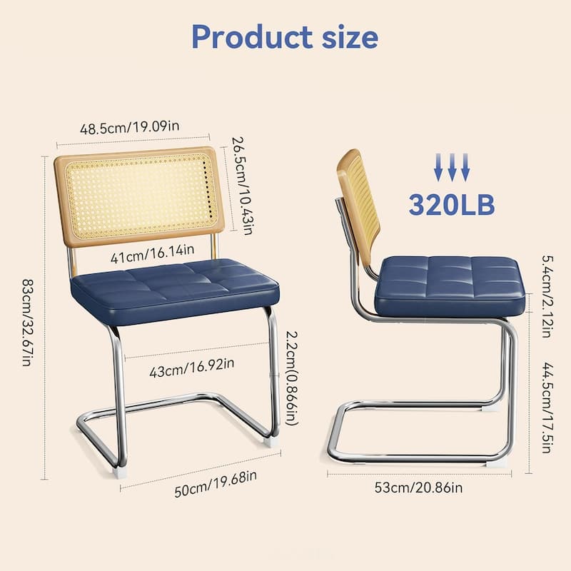 Rattan 4PCS Dining Chairs With PU Upholstered